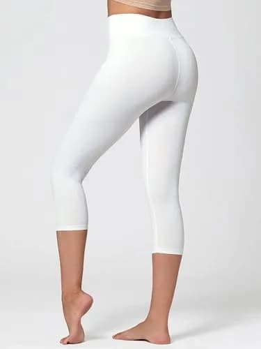 Conceited High Waisted White Capri Leggings | Ultra Soft, Supportive & Breathable (70-120 chars) thumbnail 8