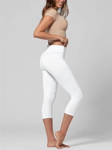 Conceited High Waisted White Capri Leggings | Ultra Soft, Supportive & Breathable (70-120 chars) thumbnail 2