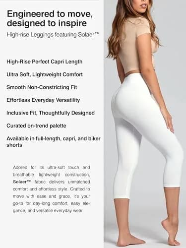 Conceited High Waisted White Capri Leggings | Ultra Soft, Supportive & Breathable (70-120 chars) thumbnail 3