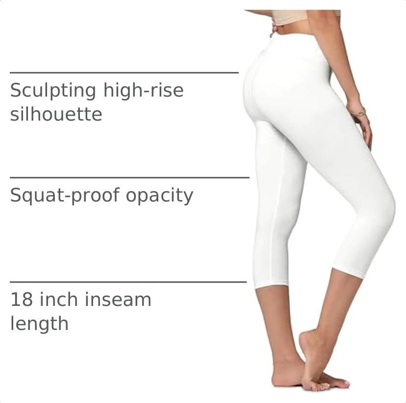 Conceited High Waisted White Capri Leggings | Ultra Soft, Supportive & Breathable (70-120 chars) thumbnail 4