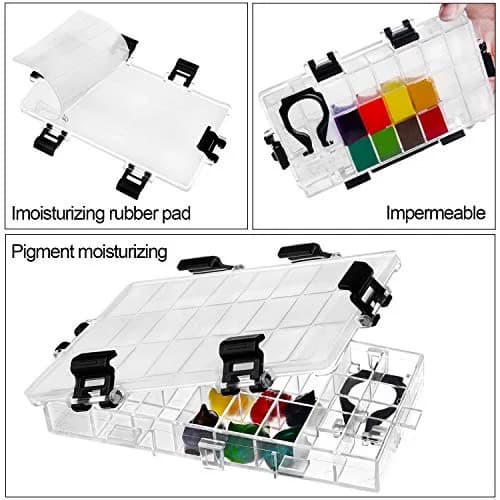 joybest Watercolor Palette Box 24-Well | Airtight Leak Proof Travel Case for Watercolors, Acrylic, Gouache & Oil Paint (6.41x3.26x0.86 in) thumbnail 6