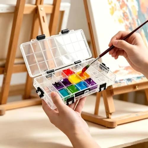 joybest Watercolor Palette Box 24-Well | Airtight Leak Proof Travel Case for Watercolors, Acrylic, Gouache & Oil Paint (6.41x3.26x0.86 in) thumbnail 3
