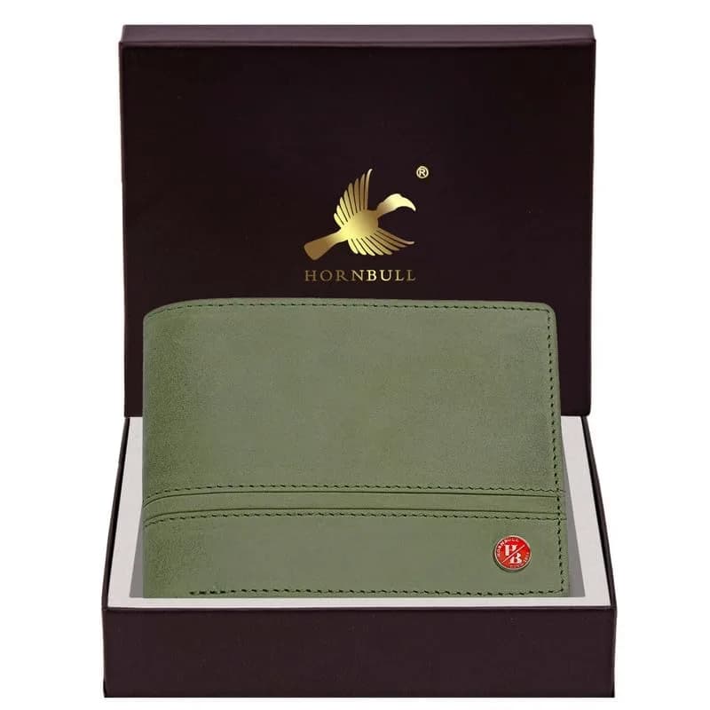 HORNBULL Denial Leather Wallet for Men | RFID Blocking Bi-Fold Wallet (Green) | 7 Card Slots, 2 Money Compartments, 1 Coin Pocket thumbnail 2