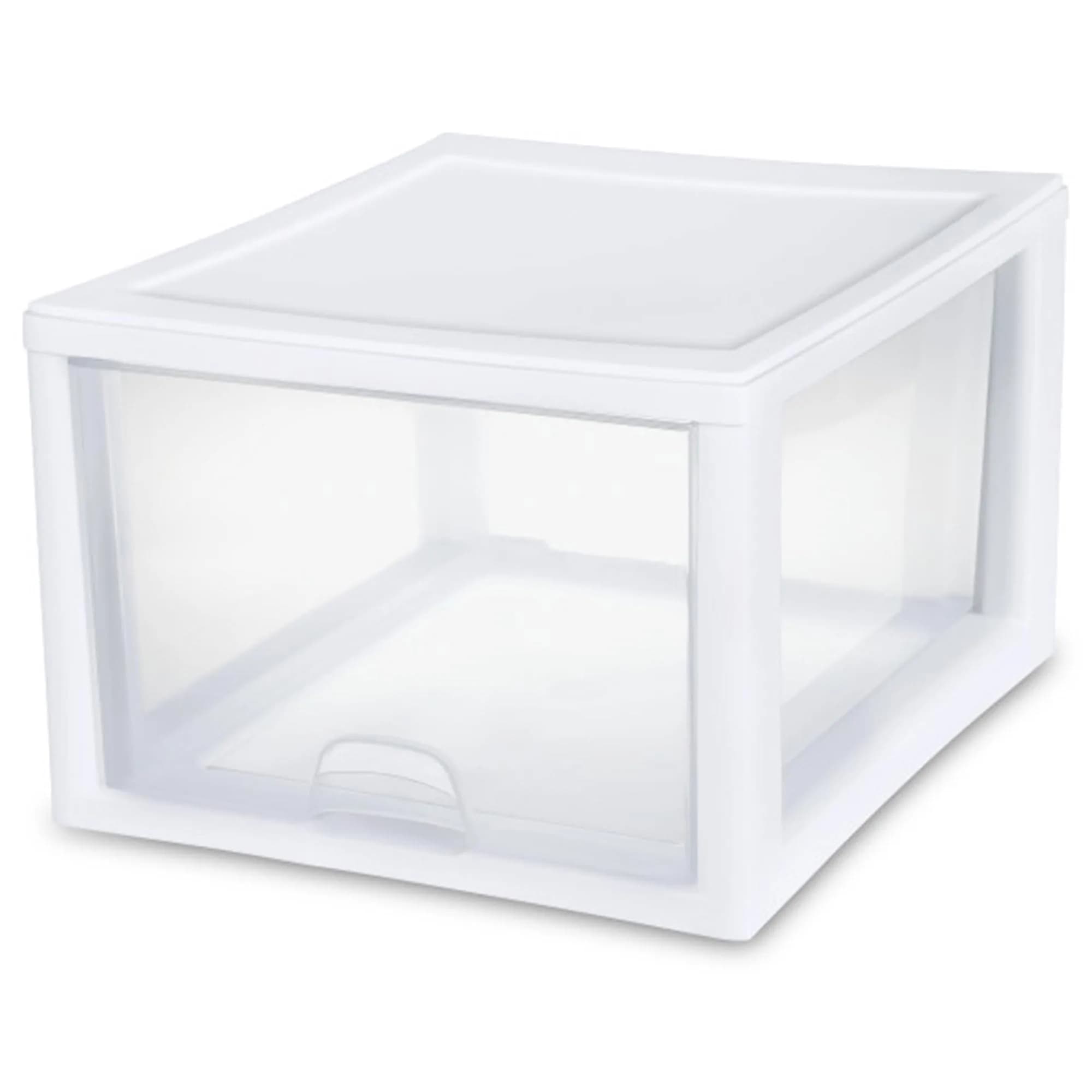 Sterilite 27 Quart Stacking Drawer Storage Organizer (8-Pack, Clear Frame) | Modular & Stackable for Home & Office - main product image
