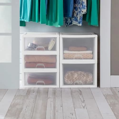 Sterilite 27 Quart Stacking Drawer Storage Organizer (8-Pack, Clear Frame) | Modular & Stackable for Home & Office thumbnail 6