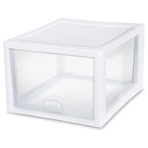Sterilite 27 Quart Stacking Drawer Storage Organizer (8-Pack, Clear Frame) | Modular & Stackable for Home & Office thumbnail 1