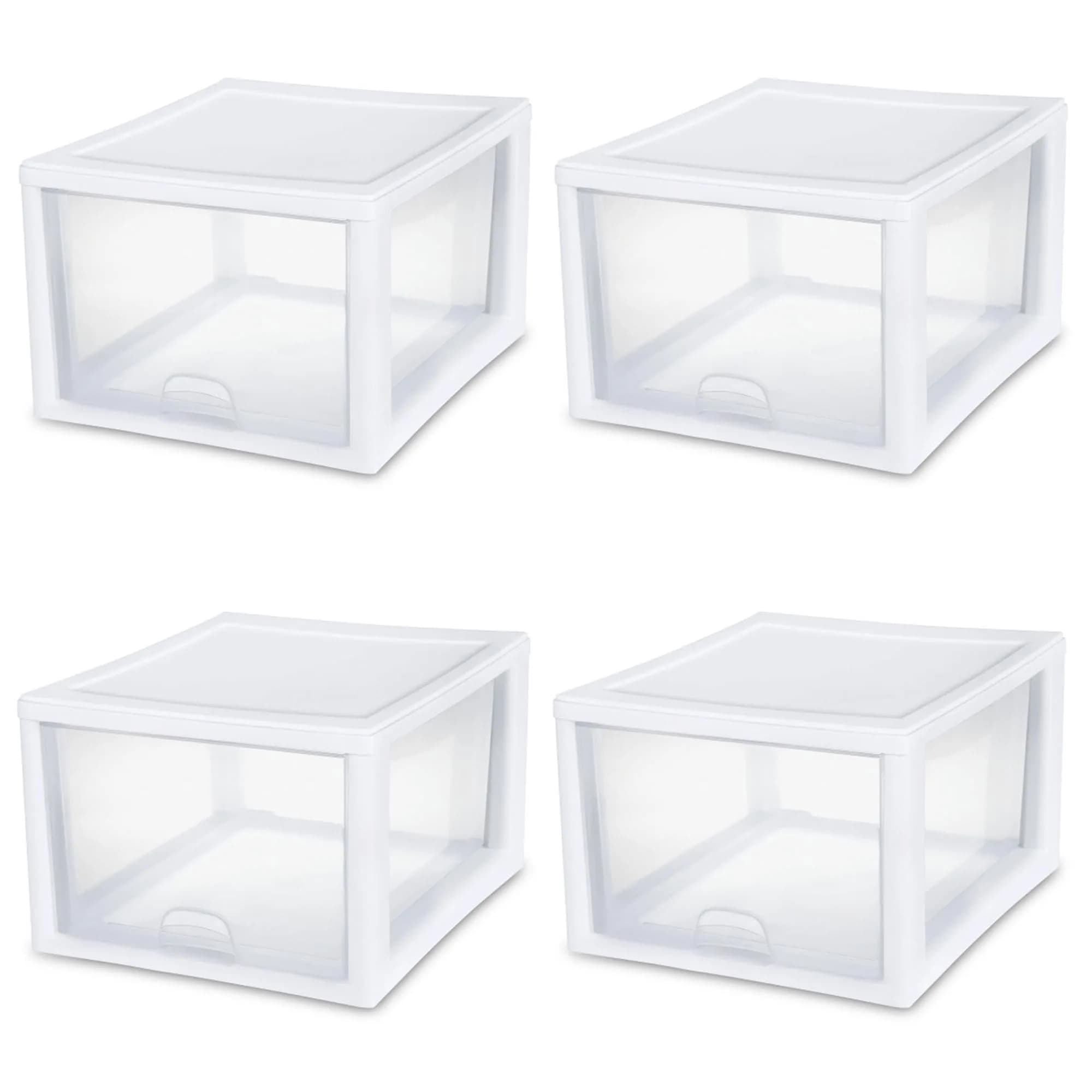 Sterilite Stacking Drawer Storage Organizer for Clothes, 27 Quart (764ml) - 12 Pack | Modular & Stackable for Home & Office