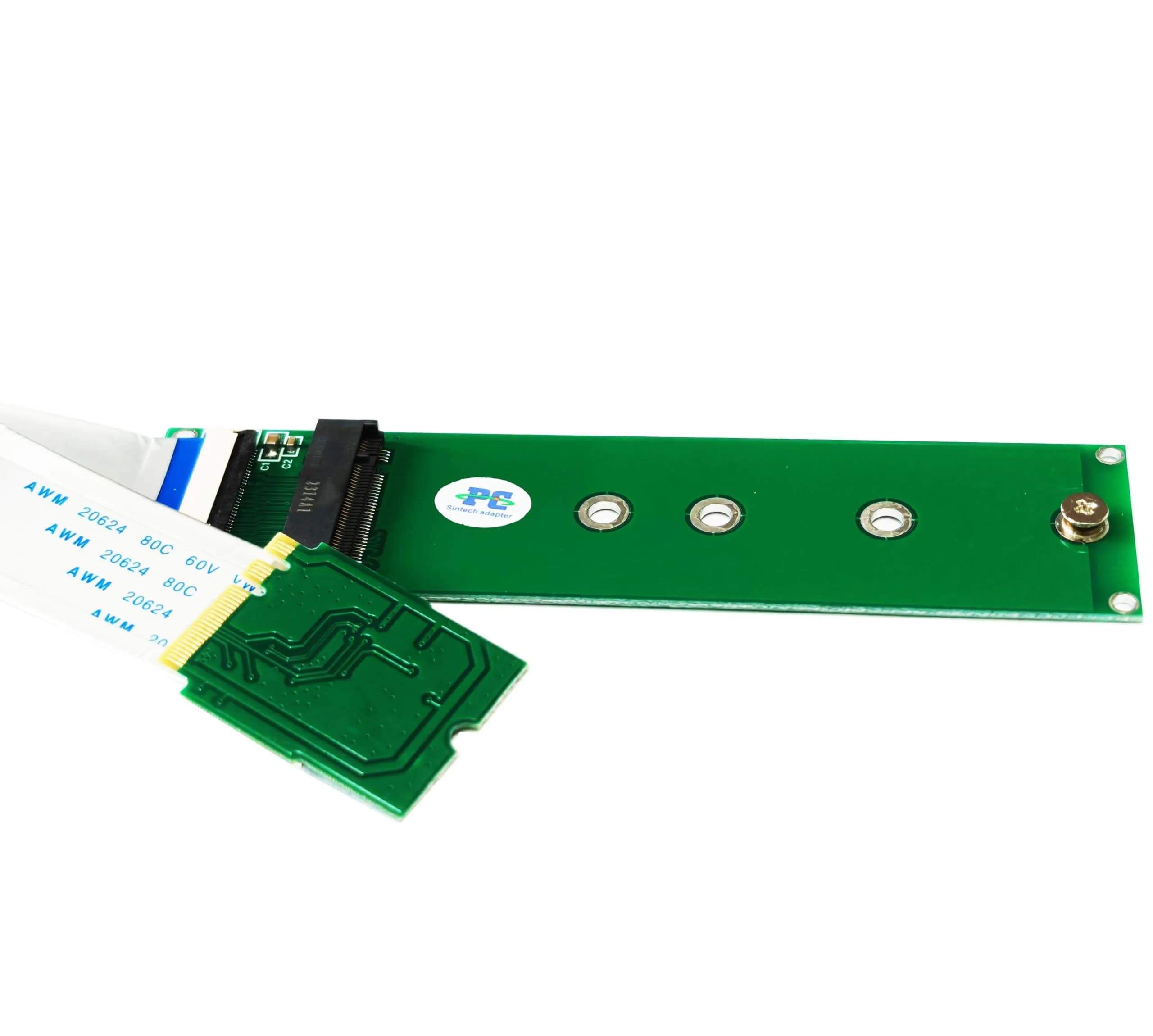 Sintech M.2 (NGFF) NVME SSD to M2 A/E Key Port with 20cm Cable | PCIe 1X Lane Support in India — multicolor