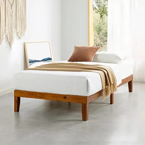 Mellow Naturalista Classic Twin Bed Frame 12 Inch Cherry | Solid Wood, No Box Spring Needed thumbnail 1