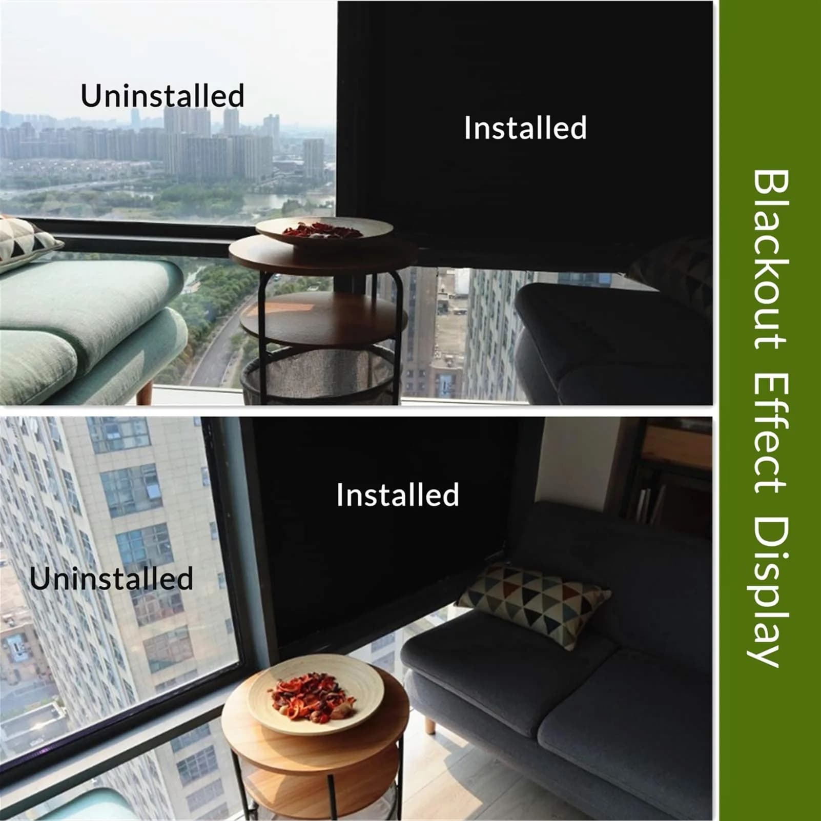 VELIMAX Static Cling Total Blackout Window Film Privacy Room Darkening Window Tint Black Window Cover 100% Light Blocking No Glue (35.4 x 157.4 inches) thumbnail 5