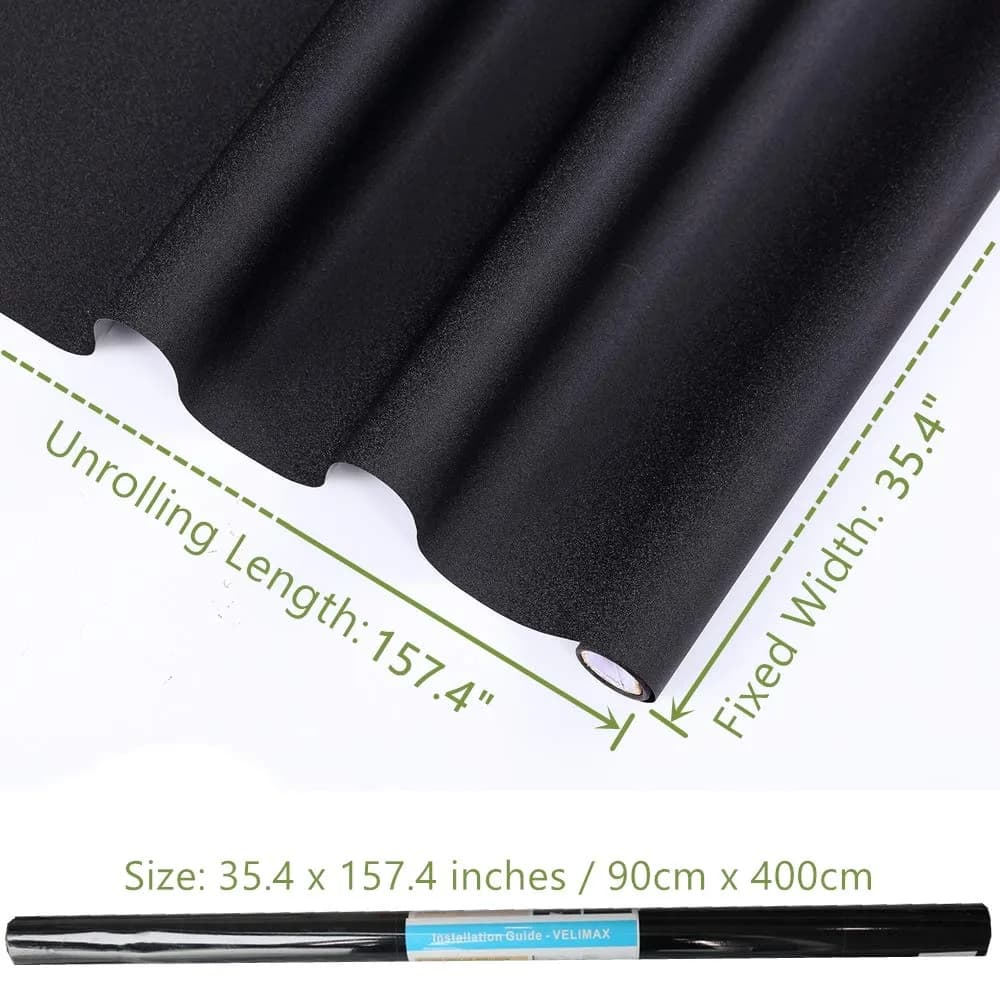 VELIMAX Static Cling Total Blackout Window Film Privacy Room Darkening Window Tint Black Window Cover 100% Light Blocking No Glue (35.4 x 157.4 inches) thumbnail 7