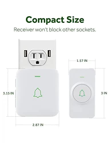 AVANTEK Wireless Doorbell CW-11 | 1000 ft Range, 1 Button + 1 Receiver, 52 Melodies, 115dB thumbnail 5