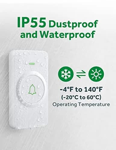 AVANTEK Wireless Doorbell CW-11 | 1000 ft Range, 1 Button + 1 Receiver, 52 Melodies, 115dB thumbnail 3