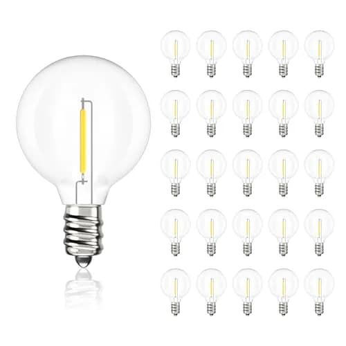 Svater G40 LED Replacement Bulbs for Outdoor String Lights, 25 Pack | Dimmable Shatterproof Globe Bulbs, E12/C7 Screw Base, Warm White 2700K thumbnail 9