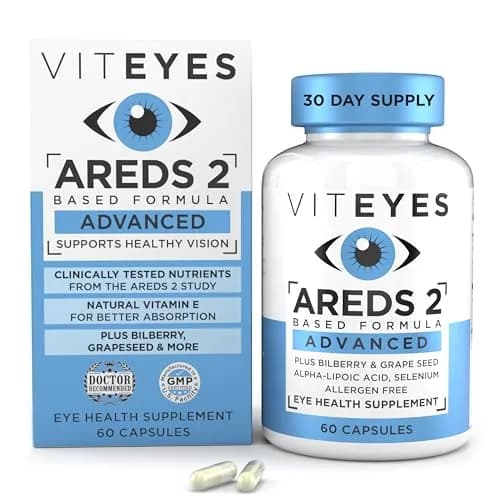 Viteyes AREDS 2 Advanced Macular Support with Bilberry, Grape Seed, Lutein, Selenium, Natural Vitamin E, Allergen Free, Eye Vitamins for Vision Support, 60 Count | Supports Macular Health thumbnail 1