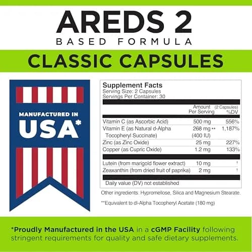 Viteyes AREDS 2 Eye Vitamins, Classic Macular Support, 60 Capsules | Allergen Free, Natural Vitamins for Eye Health thumbnail 3