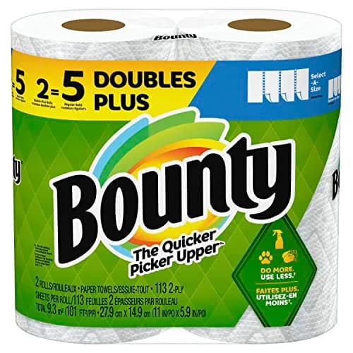 Bounty Select-A-Size Paper Towels White 2 Double Plus Rolls (226 Sheets Per Roll) | 2X More Absorbent & Strong When Wet thumbnail 1