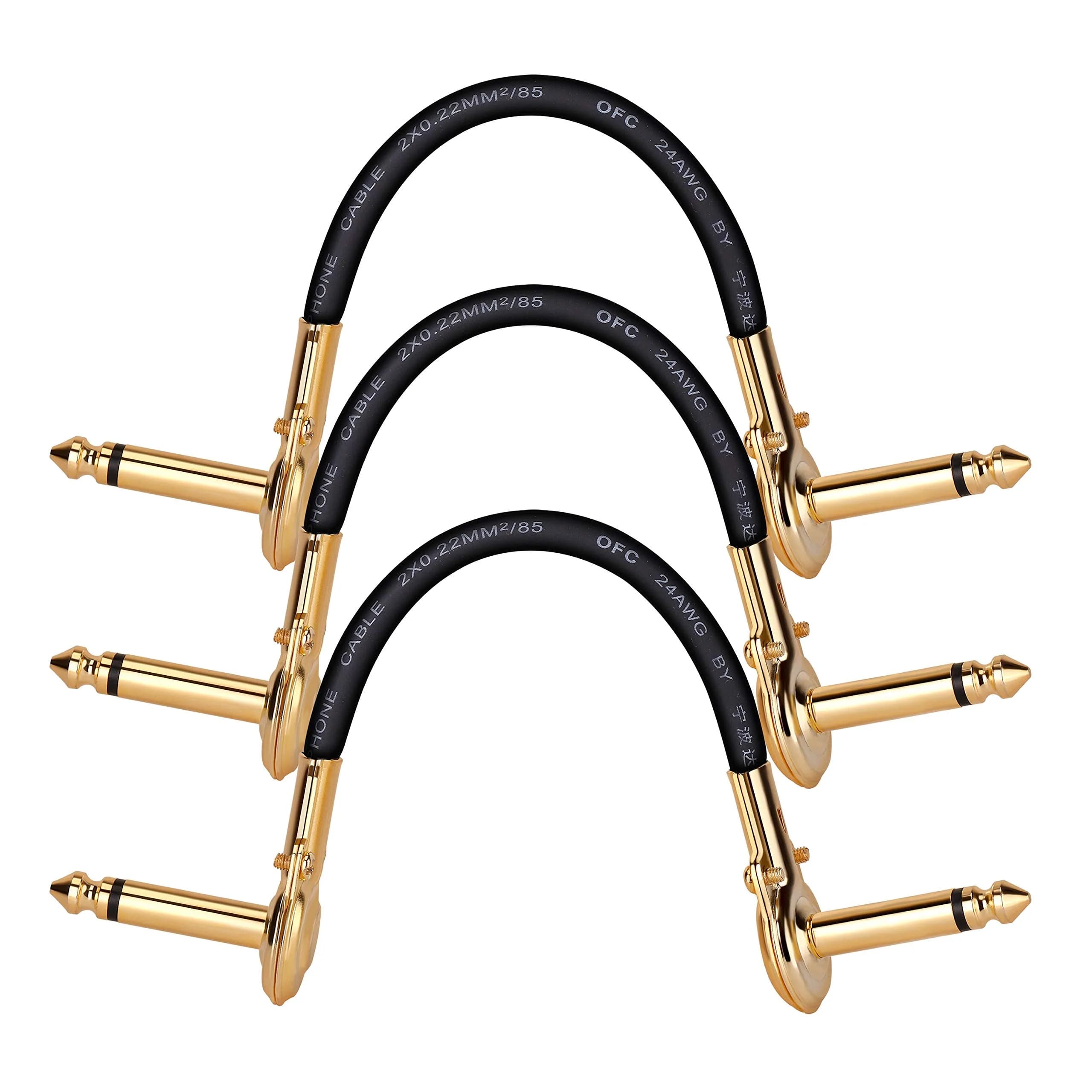 EX Guitar Patch Cables 1/4 Inch Right Angle Plugs 6 Inch | Maximize Pedalboard Space