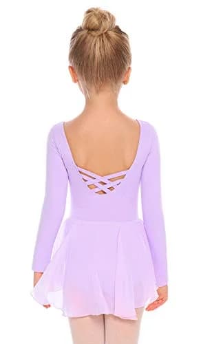 Zaclotre Little Kid Girl's Classic Long Sleeve Dance Dresses Lilac | Ballet Leotard for 2-11Y thumbnail 1
