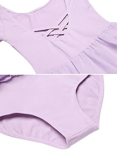 Zaclotre Little Kid Girl's Classic Long Sleeve Dance Dresses Lilac | Ballet Leotard for 2-11Y thumbnail 6