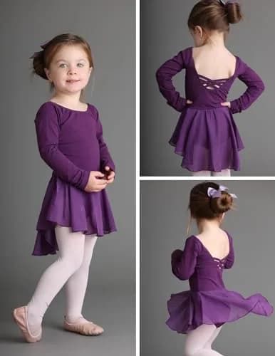 Zaclotre Little Kid Girl's Classic Long Sleeve Dance Dresses Lilac | Ballet Leotard for 2-11Y thumbnail 8