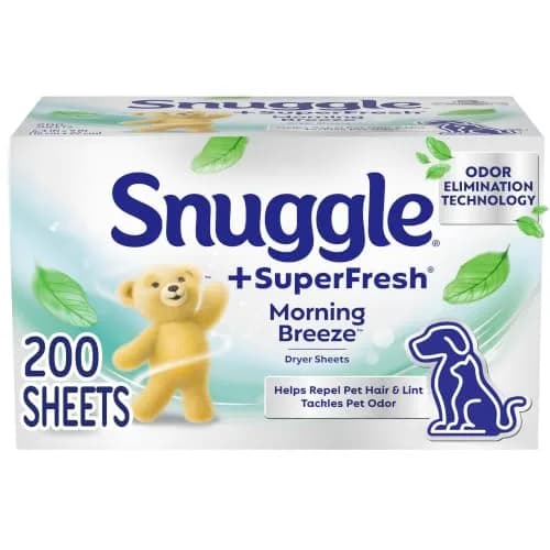 Snuggle SuperFresh Dryer Sheets Morning Breeze 200 Count | Fights Odor & Static, Softens Fabric thumbnail 1
