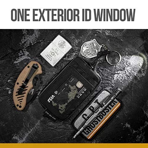 ONETIGRIS Tactical Front Pocket Wallet Zipper Coin Pouch with ID Window 10cm (3.9in) | Minimalist Nylon Organizer thumbnail 2