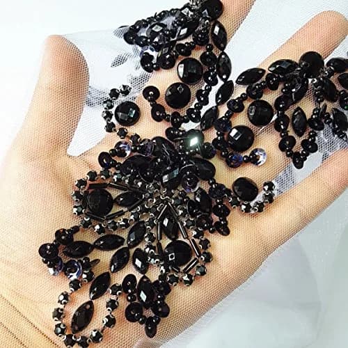 succi shan Handmade Beaded V-Neck Sequin Applique Patch 20x34cm | Bridal DIY Embellishment thumbnail 3