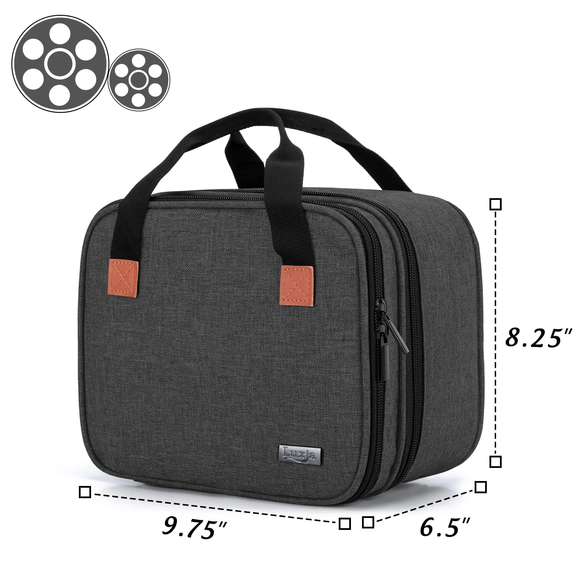 LUXJA Black Carrying Bag for Mini Projector & Accessories | Compact Portable Case with Padding (9.75" x 8.25" x 6.5") - view 5