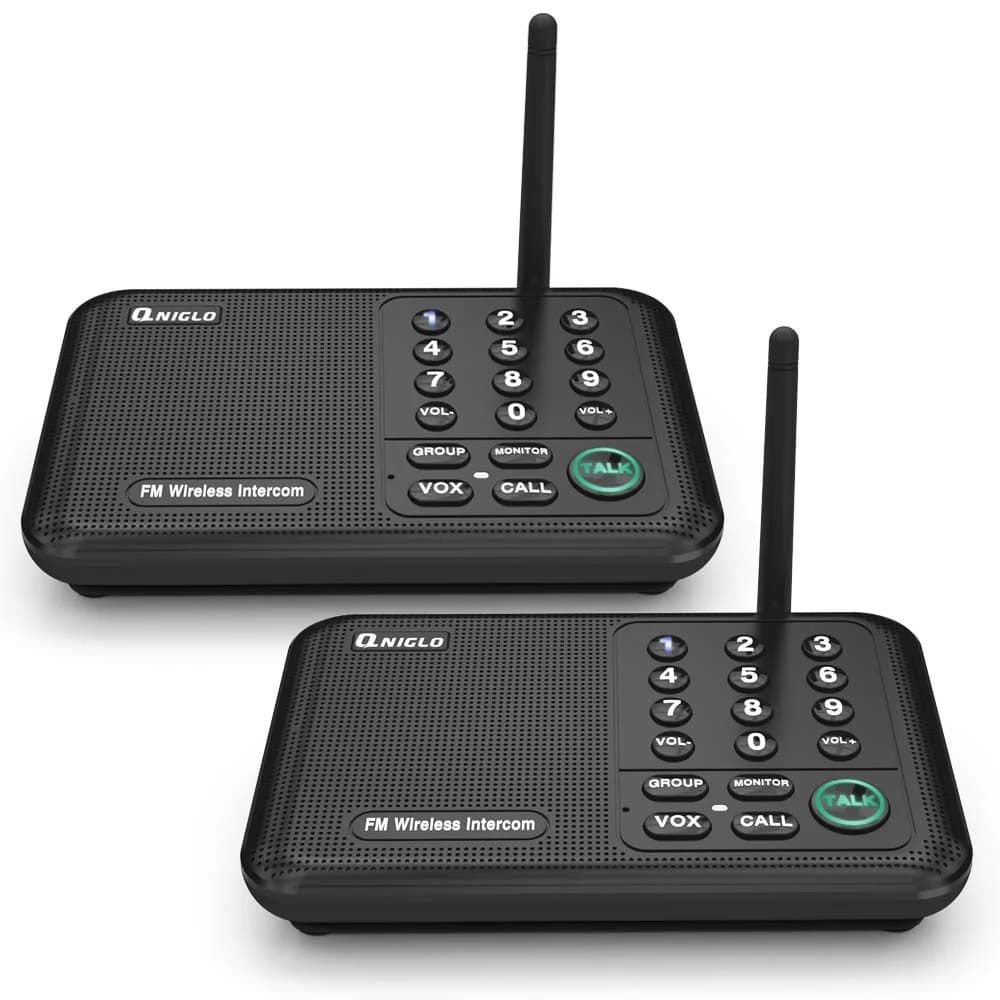 QNIGLO Wireless Intercom System | 5280 Ft Long Range, 10 Channels, VOX Hands-Free - main product image