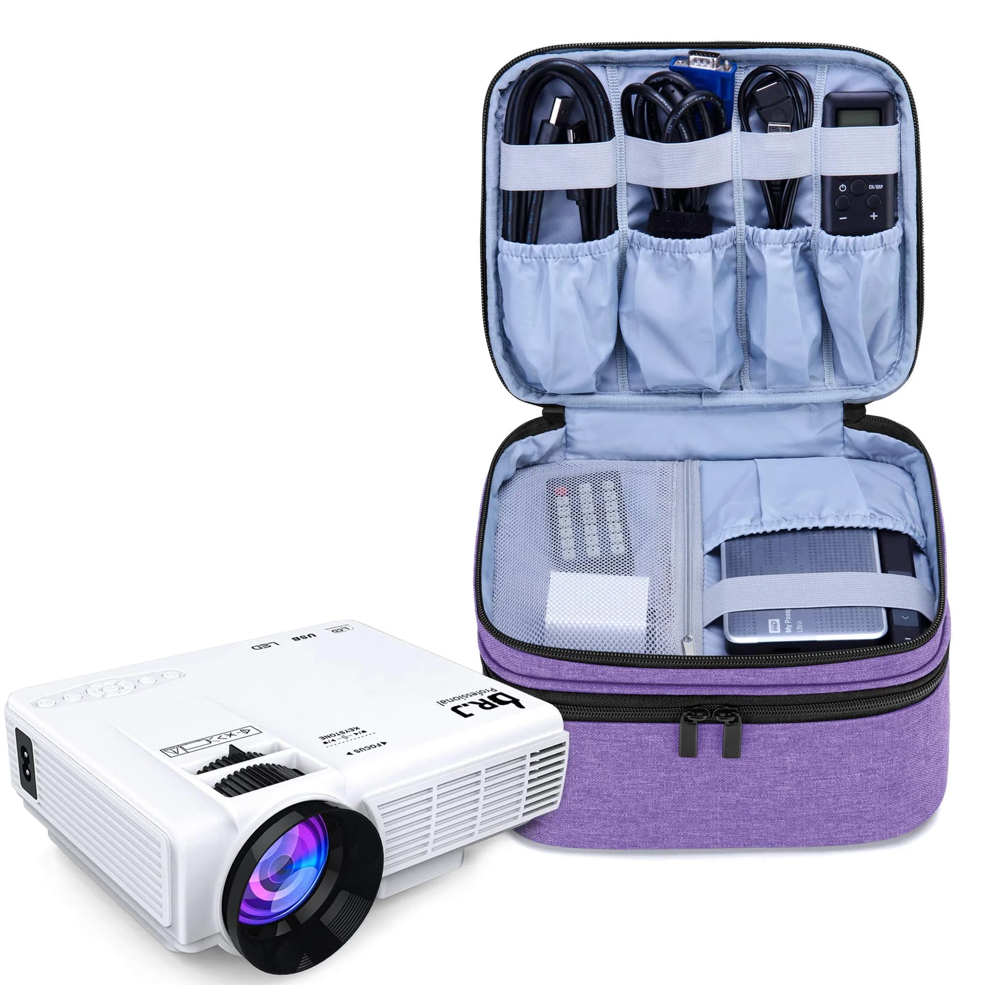 LUXJA Purple Carrying Bag Compatible with DR.J Mini Projector & Accessories | Portable Padded Case