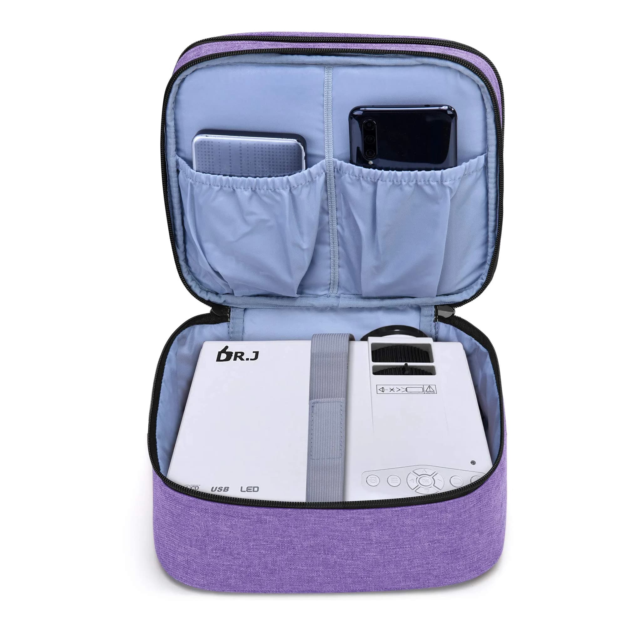 LUXJA Purple Carrying Bag Compatible with DR.J Mini Projector & Accessories | Portable Padded Case - view 3