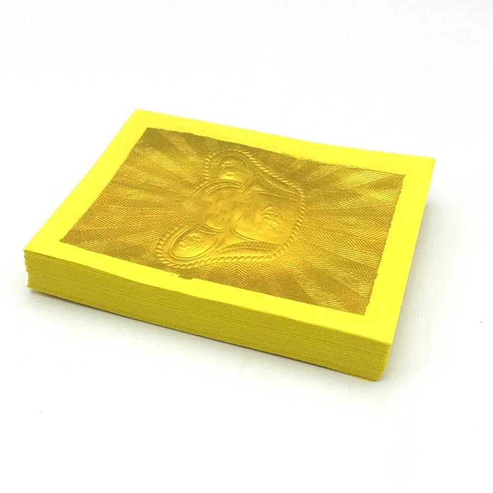 ZEESTAR BLESS Chinese Joss Paper Gold Foil Bamboo Rectangular 12.95cm x 9.91cm (5.1 x 3.9 inches) Pack of 100 | Traditional Ancestor Offering - main product image