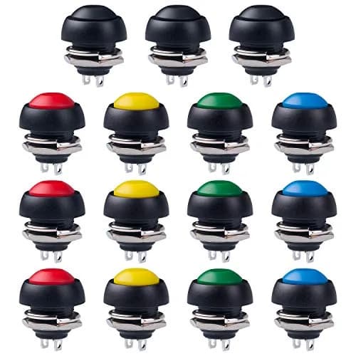 Awpeye 15PCS 12mm Waterproof Momentary Push Button Switch, 5 Colors | 3A 200V AC-OFF-ON thumbnail 1