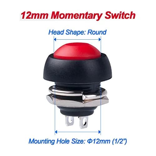 Awpeye 15PCS 12mm Waterproof Momentary Push Button Switch, 5 Colors | 3A 200V AC-OFF-ON thumbnail 6