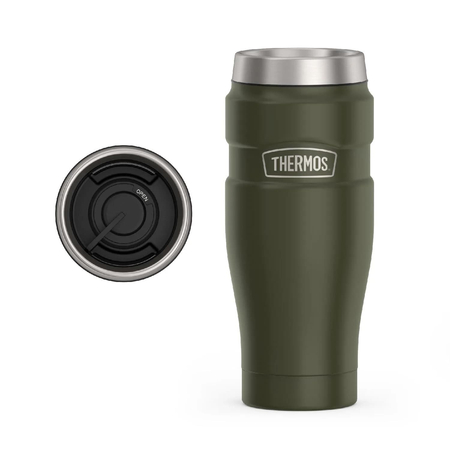 THERMOS Stainless King 16oz Tumbler - Army Green | Keeps Drinks Hot 7 Hrs, Cold 18 Hrs - main product image