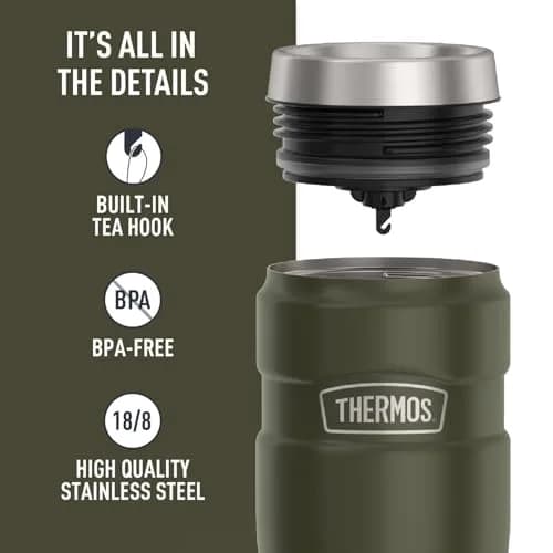 THERMOS Stainless King 16oz Tumbler - Army Green | Keeps Drinks Hot 7 Hrs, Cold 18 Hrs thumbnail 4