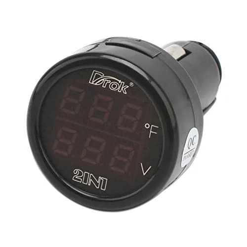 DROK Dual Display Car Thermometer & Voltage Monitor 10-170°F | 12V/24V Cigarette Lighter Powered thumbnail 3