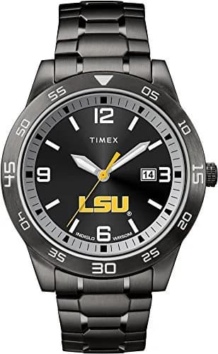 Timex Tribute Men's Collegiate Acclaim 42mm Watch – LSU Tigers with Black Stainless Steel Expansion Band thumbnail 1
