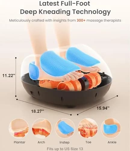 RENPHO Full Foot Massager with Heat | Deep Shiatsu Plantar Fasciitis Relief for Size 13 Feet thumbnail 2