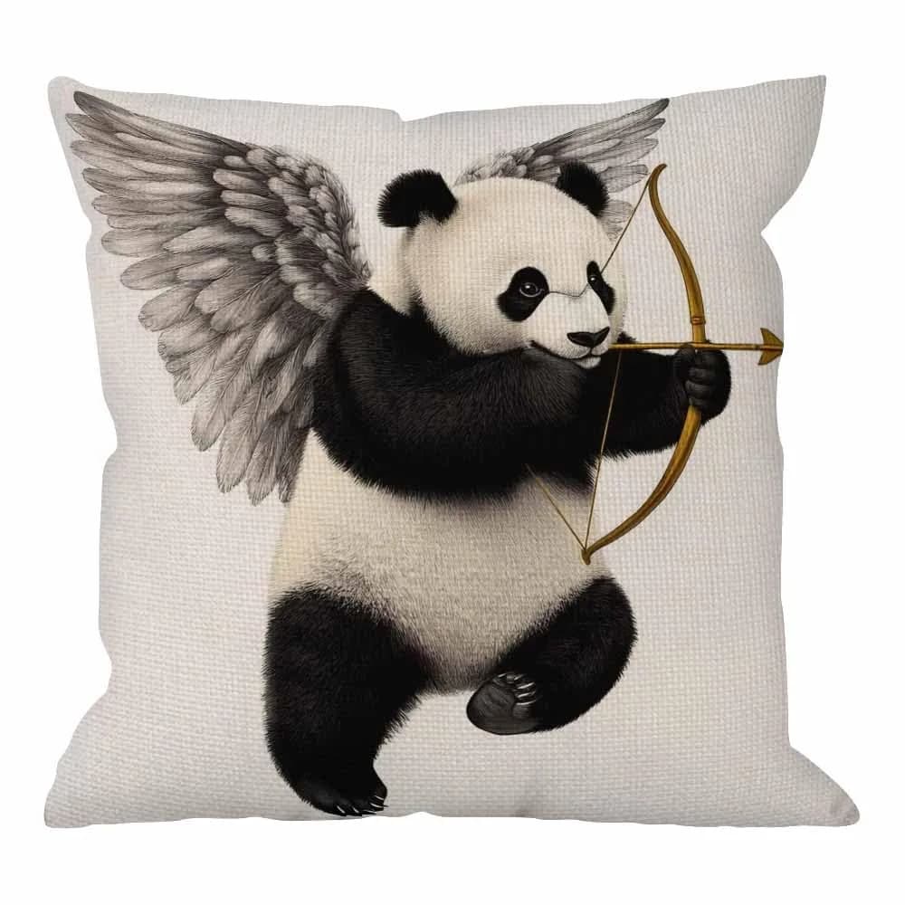 HGOD DESIGNS Panda Pillow Cover 18x18 inch | Cotton Linen Decorative Cushion Cover — Panda Pillow 20