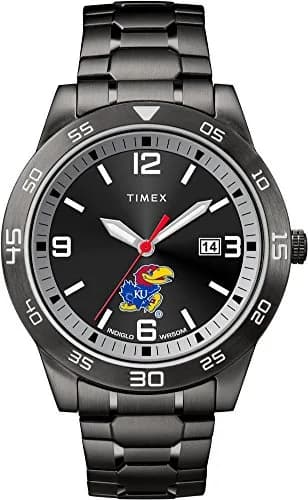 Timex Tribute Men's Collegiate Acclaim 42mm Watch – Kansas Jayhawks with Black Stainless Steel Expansion Band thumbnail 1
