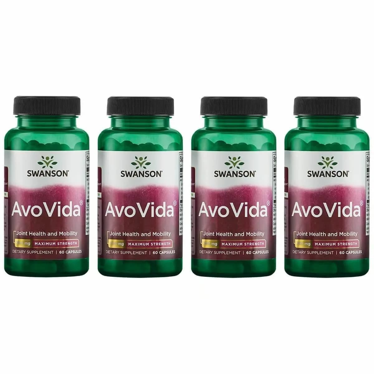 Swanson AvoVida Joint Health Supplement 300 mg 240 Capsules (60 Count Pack of 4) | Supports Joint Tissues, Cartilage, and Mobility — Capsule