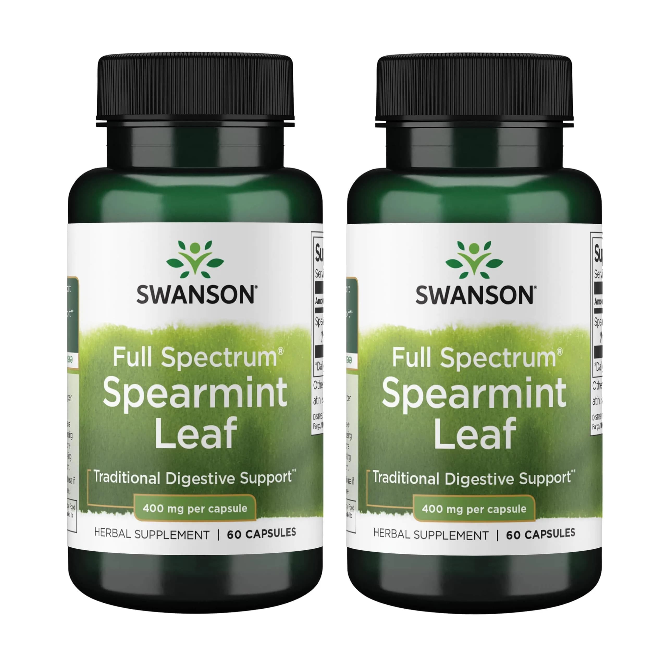 Swanson Spearmint Leaf Full Spectrum 400 mg 120 Capsules (2 Pack) | Digestive Health Support — Capsule