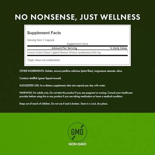 Swanson Green Lipped Mussel 500mg Capsules (240 Count) | New Zealand Joint Health & Mobility Supplement thumbnail 2