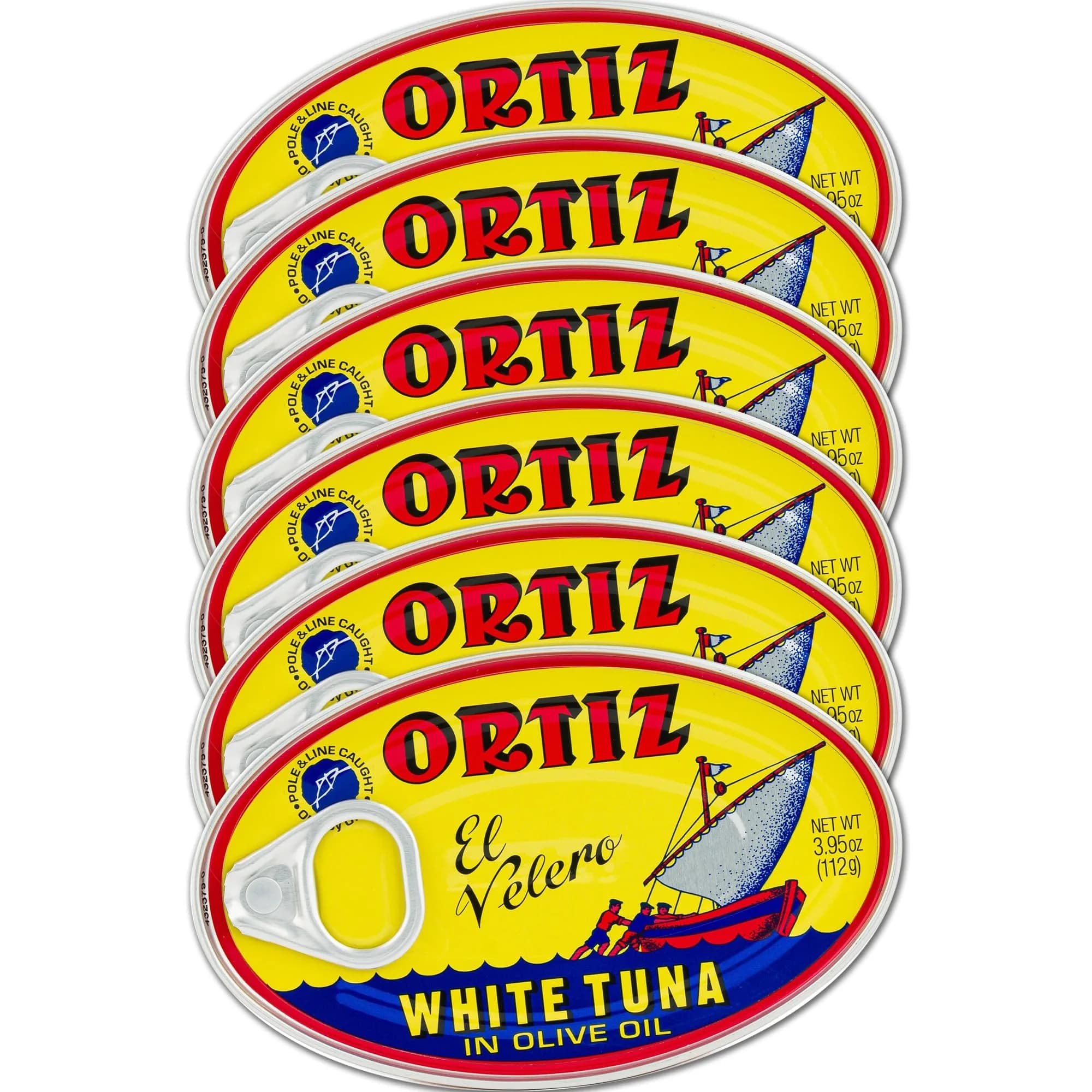 Ortiz White Tuna in Olive Oil, Fresh Tender Slices, Spanish Wild Caught Tuna, High in Protein and Omega 3 Fats, Excellent in Salad, Pasta or Sandwiches - No Need to Add Mayo, 3.95oz Can (Pack of 6) - main product image