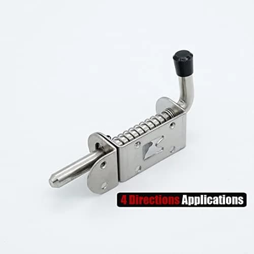 JQK Spring Loaded Latch Pin 5 Inch (128mm) | Heavy Duty 304 Stainless Steel Door Lock with Screws thumbnail 5