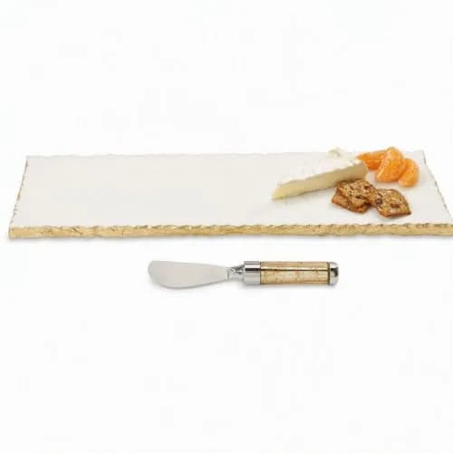 Mud Pie Marble Tray Serving Platter | Elegant Marble Riser for Kitchen & Entertaining thumbnail 1