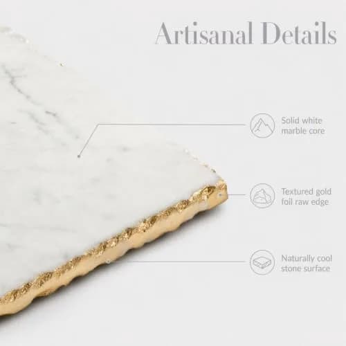Mud Pie Marble Tray Serving Platter | Elegant Marble Riser for Kitchen & Entertaining thumbnail 4