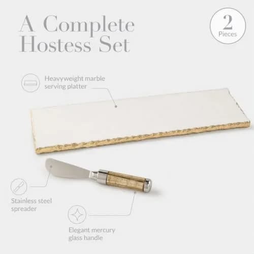 Mud Pie Marble Tray Serving Platter | Elegant Marble Riser for Kitchen & Entertaining thumbnail 7